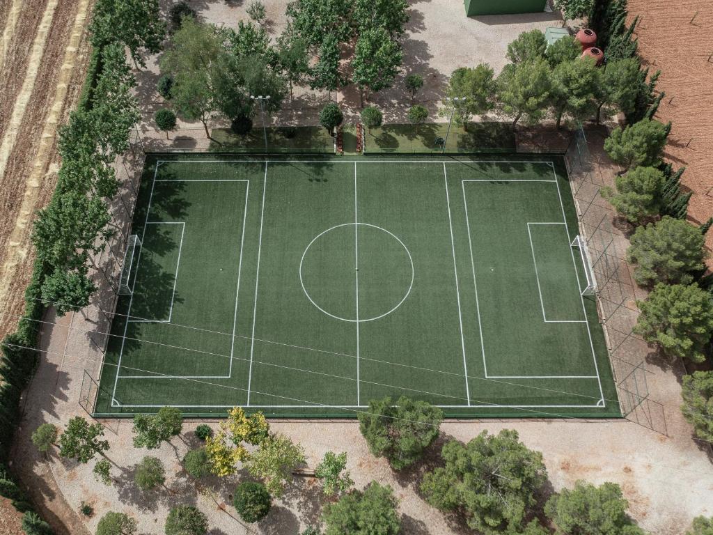 uma vista geral de um campo de futebol em La Finca de Tomás - 5 Estrellas - Fútbol 7, Piscina Cubierta & Pádel em Mota del Cuervo
