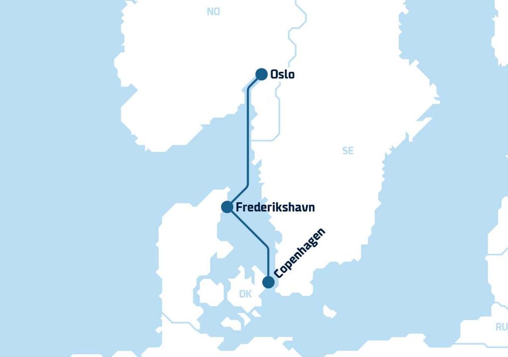 DFDS Ferry - Copenhagen to Oslo في كوبنهاغن: خريطة ايرلاند مع الموقع التقريبي لمنطقة الكسور