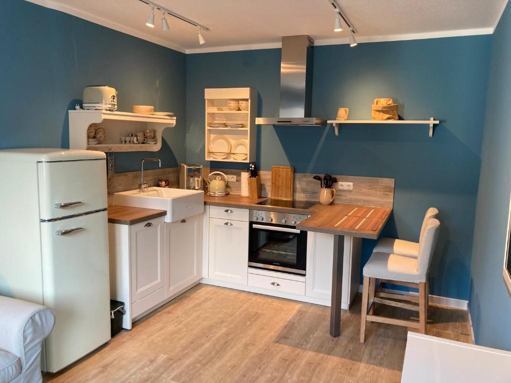 Kuchyň nebo kuchyňský kout v ubytování Klein & Fein, Appartement- und Zimmervermietung