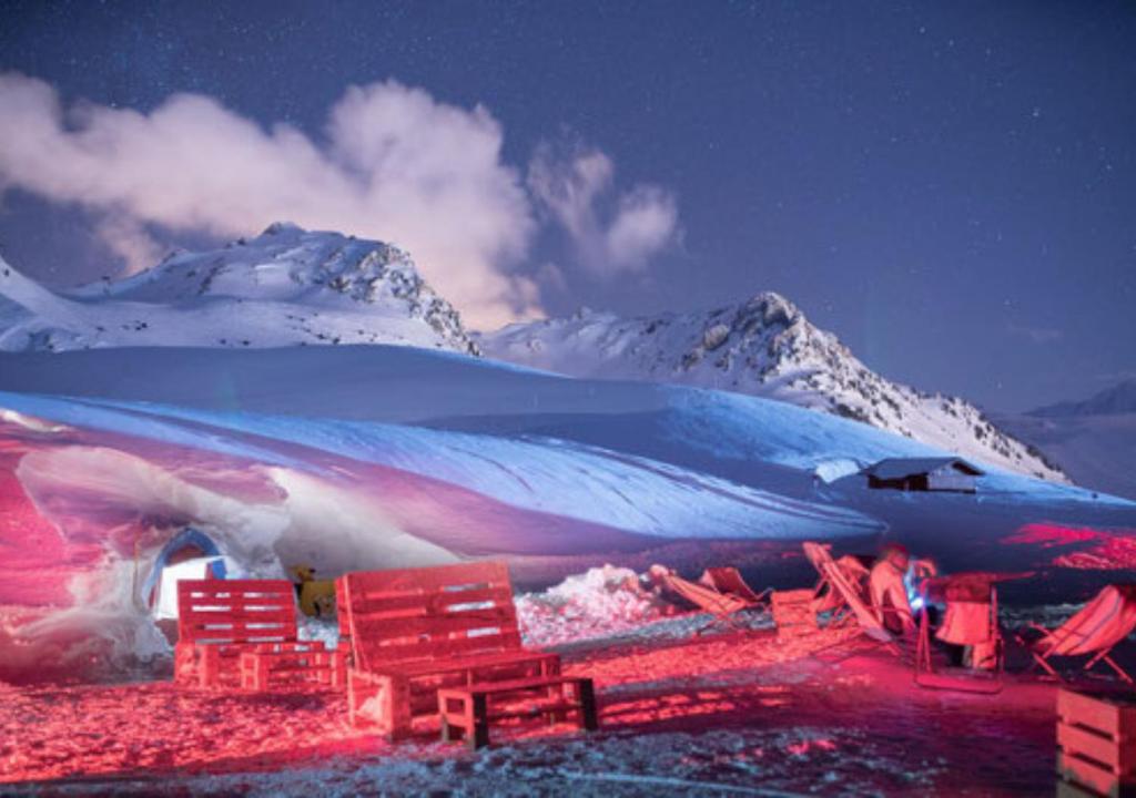 Village Igloo Les Arcs during the winter