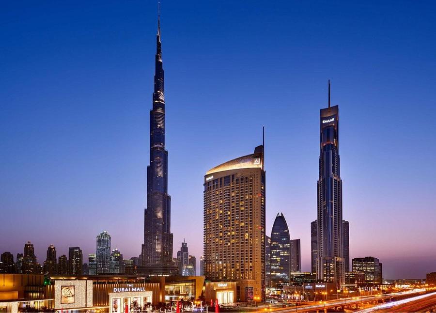 Nespecifikovaný výhled na destinaci Dubaj nebo výhled na město při pohledu z apartmánu
