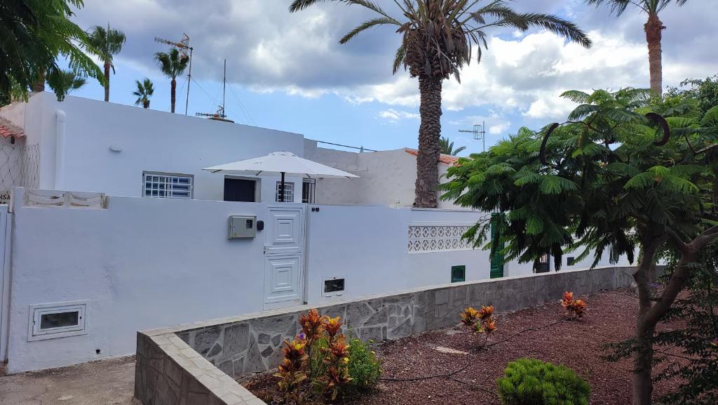 a white building with palm trees in front of it at Marga STUDIO H10 in Arona