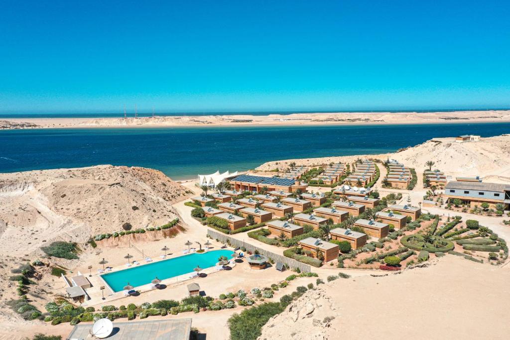 an aerial view of a resort on the beach at Hotel Dakhla Club in Dakhla