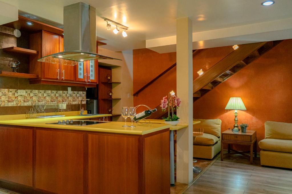 Kuchyň nebo kuchyňský kout v ubytování Rincón Familiar Hostel Boutique