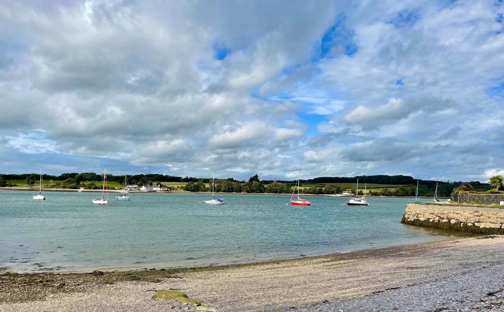 a group of boats in a body of water at Garddfon Inn in Y Felinheli