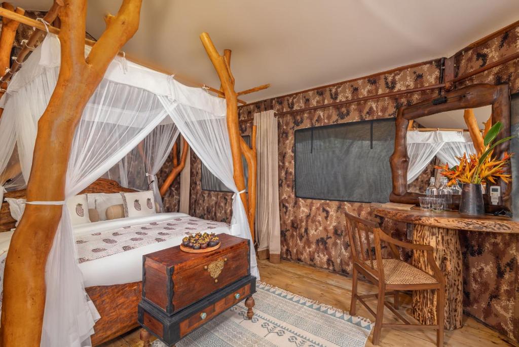 Postel nebo postele na pokoji v ubytování Leopard Safaris Yala