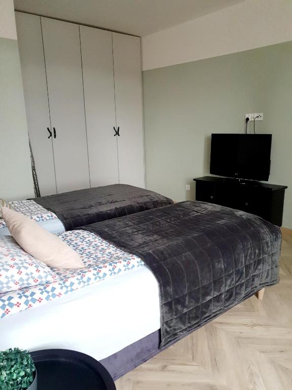 Posteľ alebo postele v izbe v ubytovaní Apartamenty w Kamienicy - centrum, bezpłatny parking