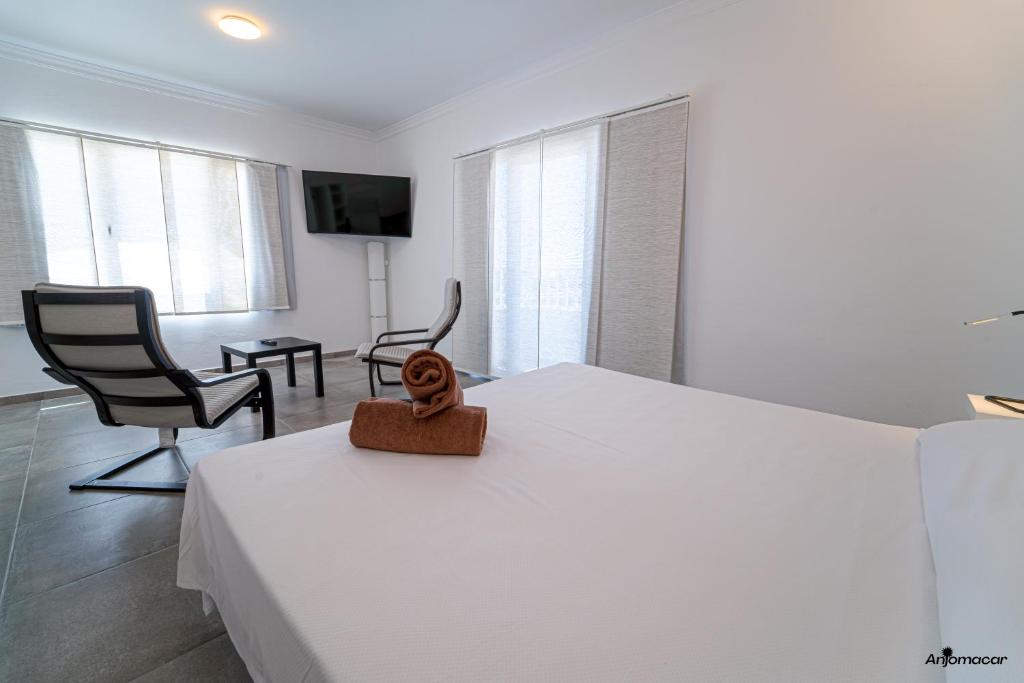 Televízia a/alebo spoločenská miestnosť v ubytovaní Apartamentos Anjomacar A