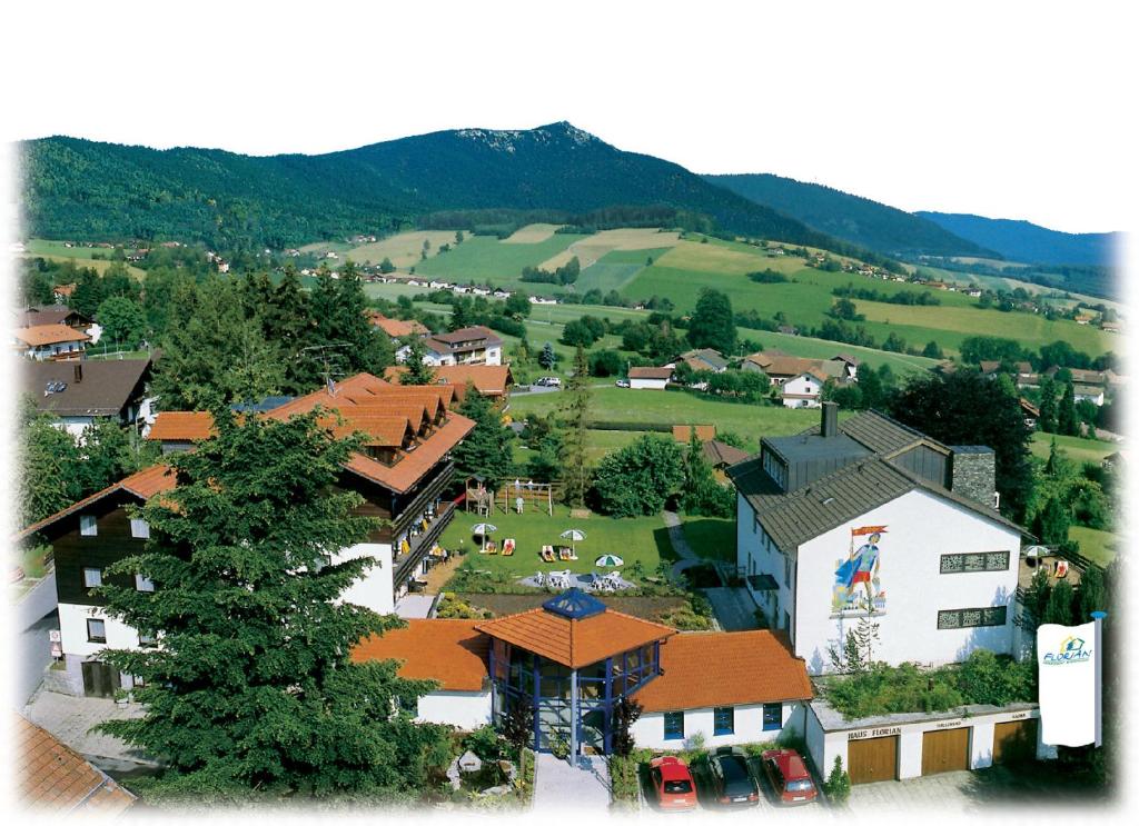 an aerial view of a small town with a village at Apartmenthaus Florian in Lam