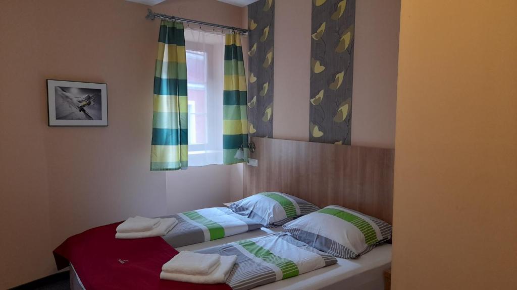 Postel nebo postele na pokoji v ubytování Jasmin dog friendly pension with shared kitchen and hearty breakfast in the center