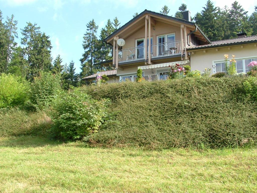 a house on top of a hill with bushes at Haus Eschenberg in Kirchdorf im Wald