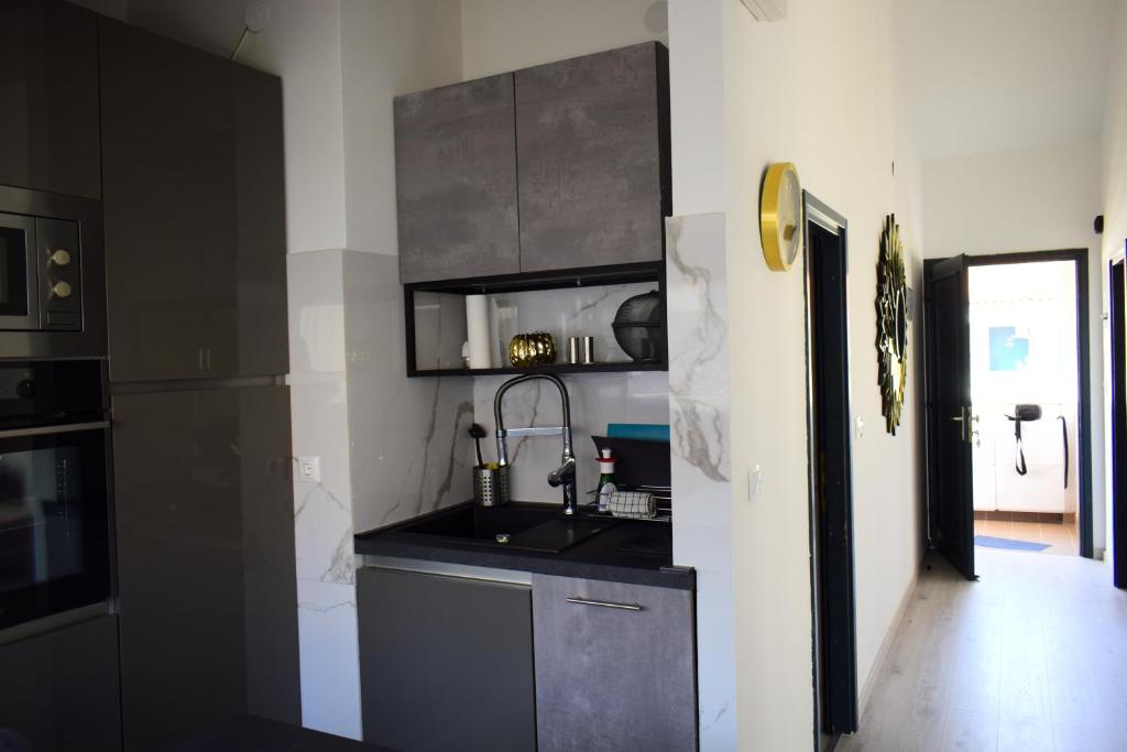 Kuchyň nebo kuchyňský kout v ubytování Apartmani Lavin
