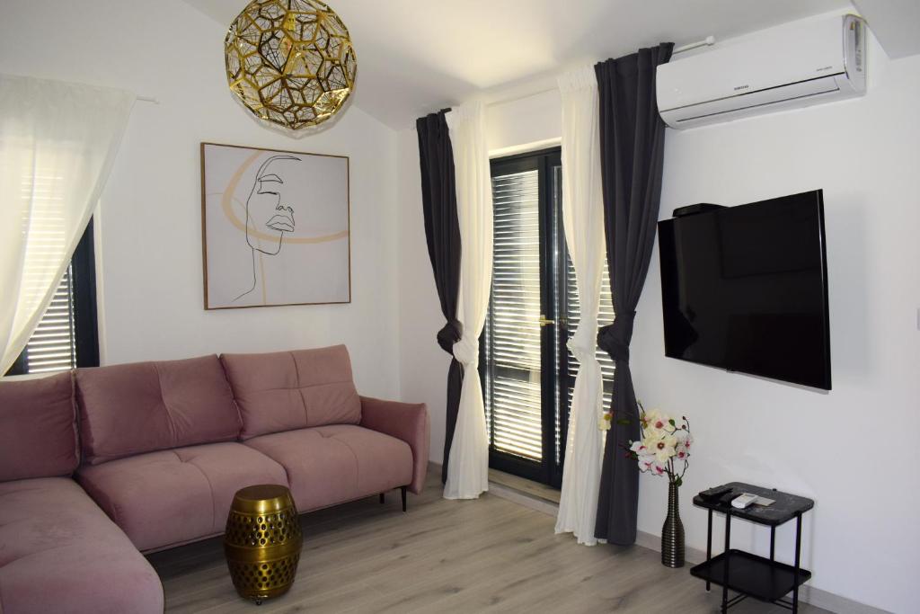 TV a/nebo společenská místnost v ubytování Apartmani Lavin