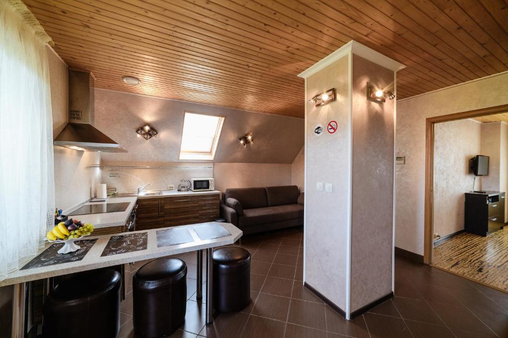 Ett kök eller pentry på Apartment Sweethome FREE PARKING Mountain View