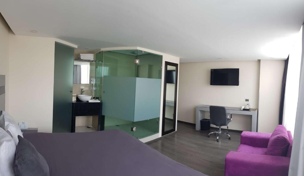 Una televisión o centro de entretenimiento en Best Western Plus Metepec & Suites