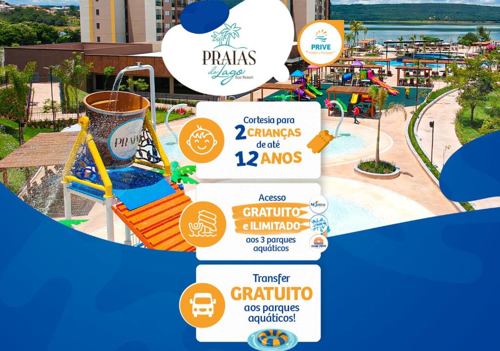 a flyer for a water park at a resort at Prive Praias do Lago - OFICIAL in Caldas Novas