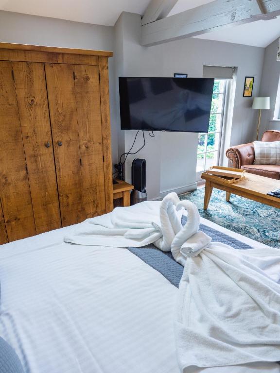 Postel nebo postele na pokoji v ubytování 1 Bed Studio in Two Dales Near Matlock & Bakewell