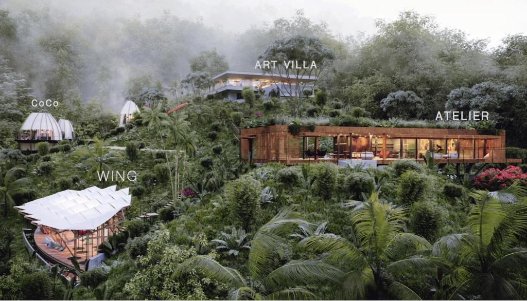 una representación de una villa de arte en la selva en Art Villas Costa Rica, en Uvita