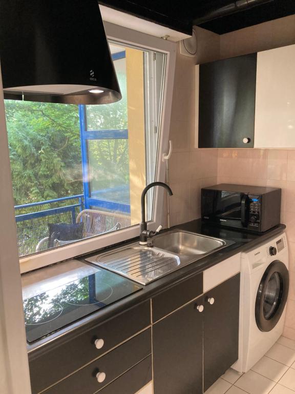 Kuchyň nebo kuchyňský kout v ubytování Studio Banane avec sa terrasse