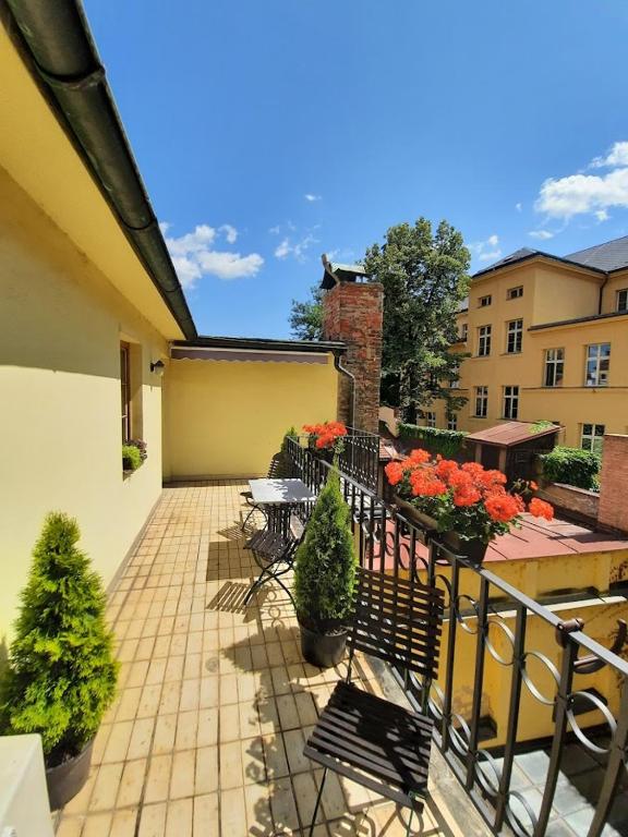 Balkón nebo terasa v ubytování Antik Hotel Prague