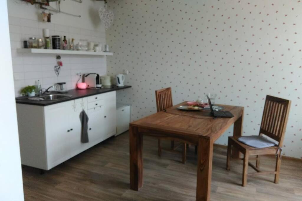 Kuchyň nebo kuchyňský kout v ubytování Stylový apartmán v centru Náchoda
