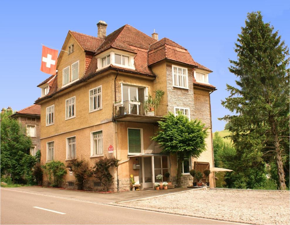 een groot huis aan de kant van een weg bij Villa Donkey BnB in Degersheim