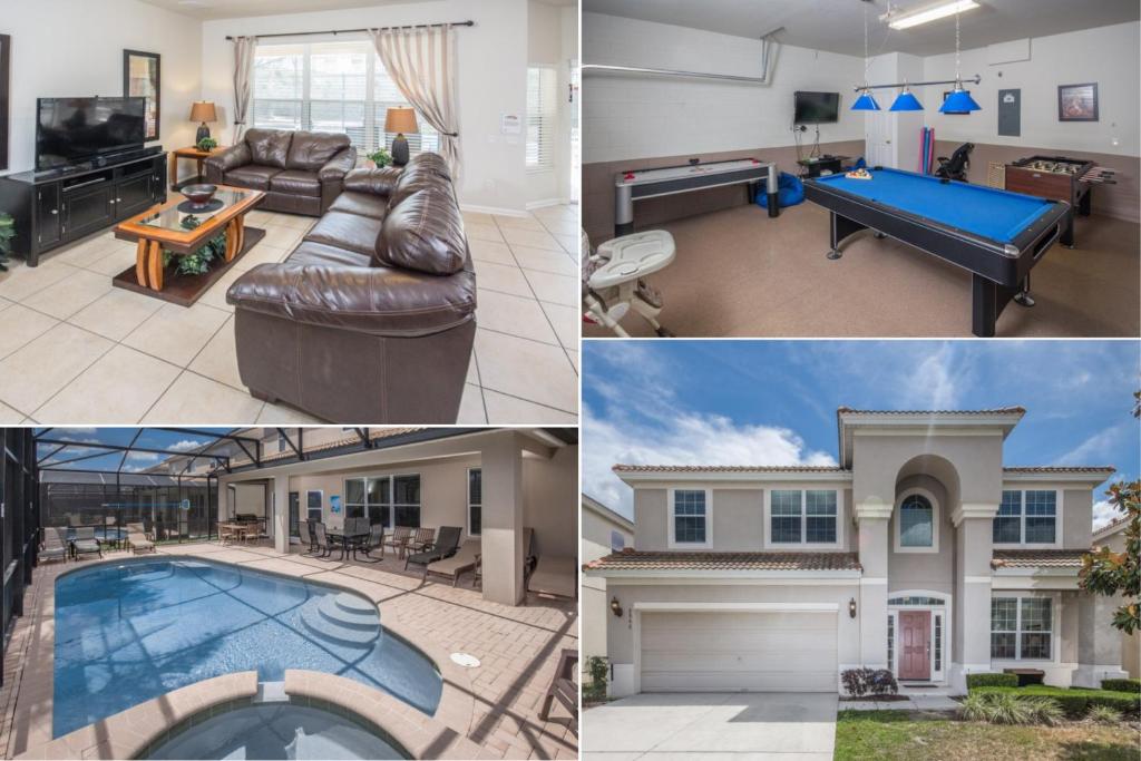 a collage of photos of a house with a pool at Mark's Windsor Hills Vacation Home in Orlando