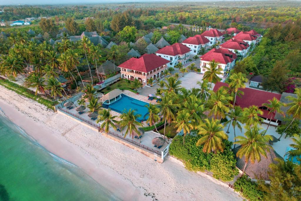 an aerial view of the resort and the beach at Sunny Palms Beach Bungalows in Uroa