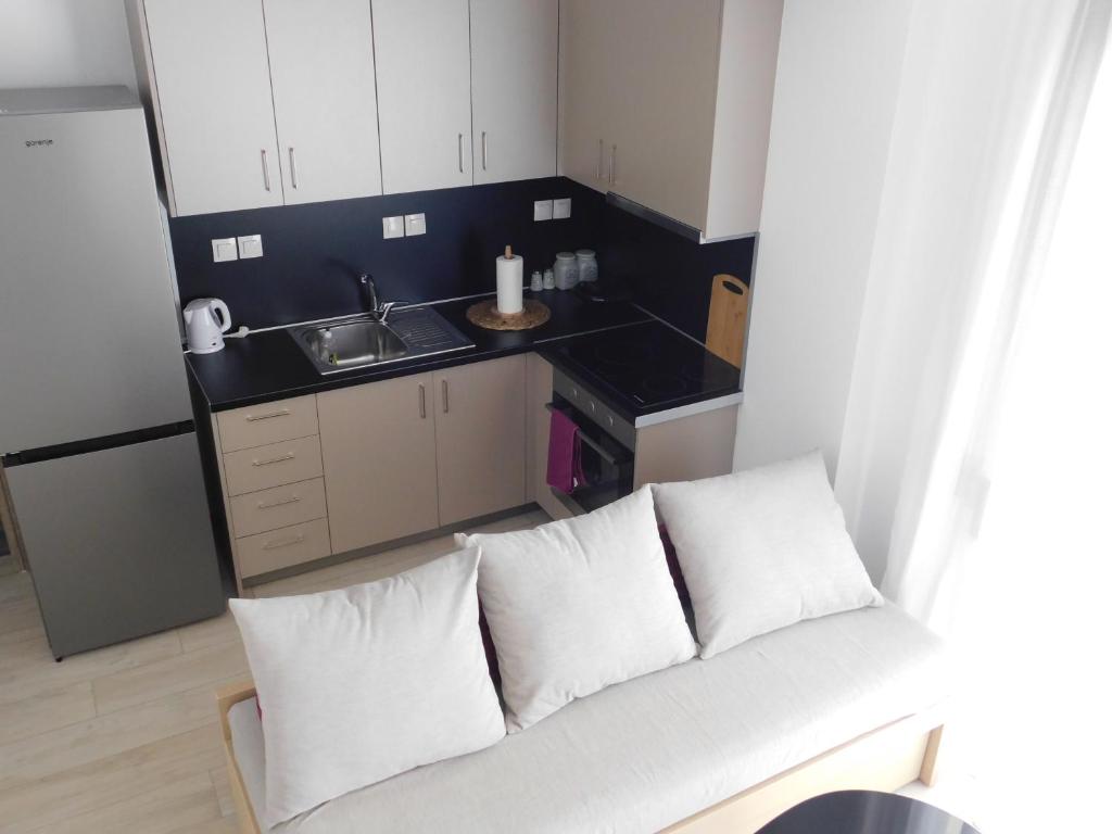 Kuchyňa alebo kuchynka v ubytovaní AKTIS MAKRIGIALOS LUXURY APTS