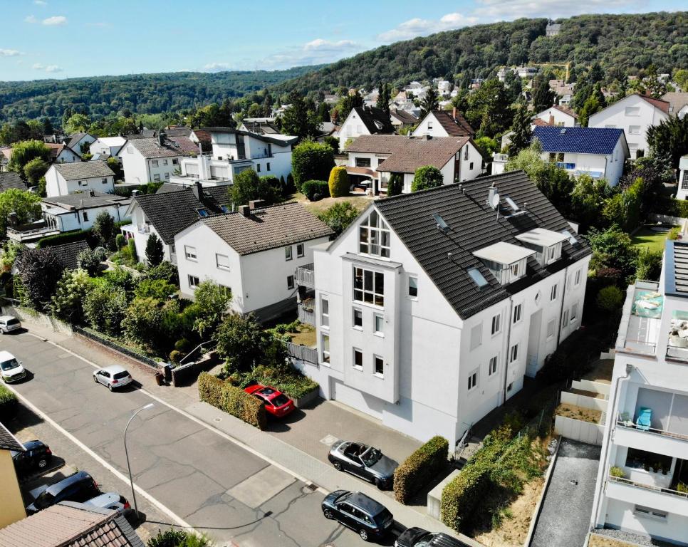 an aerial view of a town with white houses at The Beverly Hills of Frankfurt in Hofheim Penthouse or Garden in Hofheim am Taunus