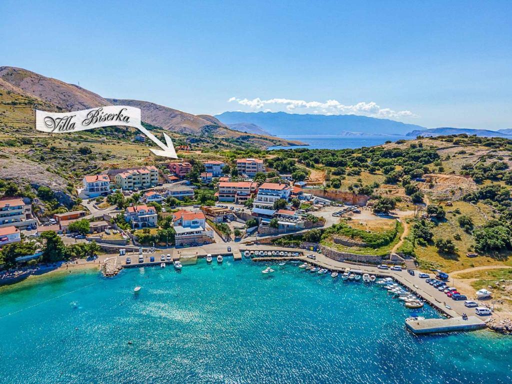an aerial view of a resort with a marina at Studio in Stara Baska - Insel Krk 34432 in Stara Baška