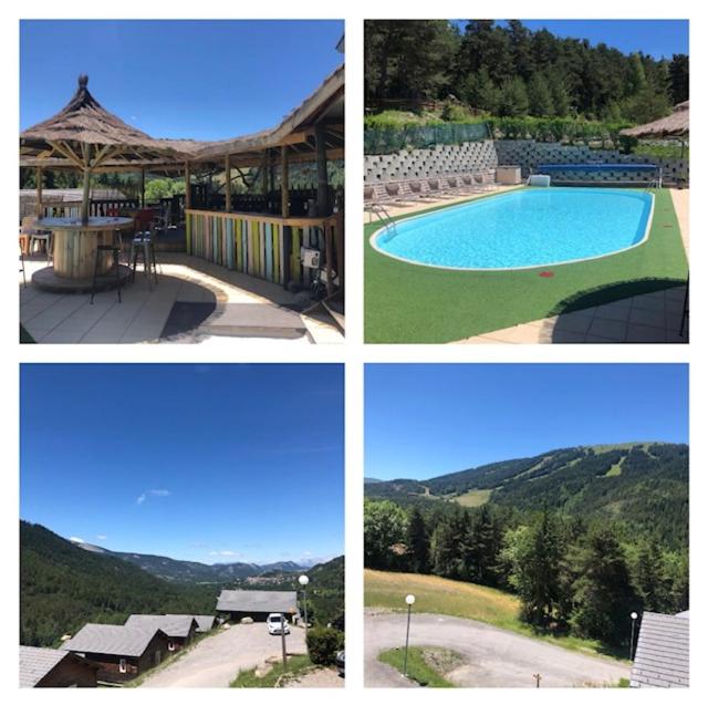 uma série de quatro imagens de uma piscina em les balcons du grand puy em Seyne