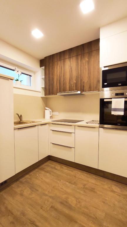 Kuchyň nebo kuchyňský kout v ubytování Apartmány Na Vyhlídce
