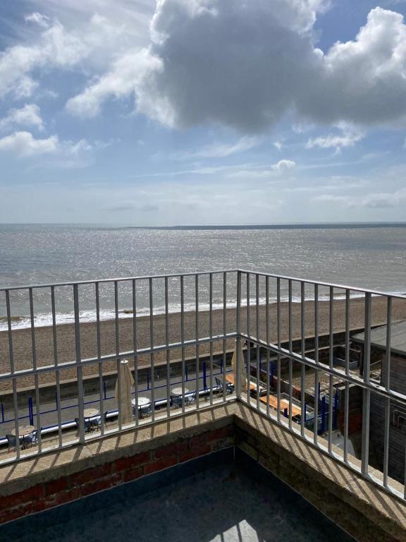 a view of the beach from a pier at The Brudenell in Aldeburgh