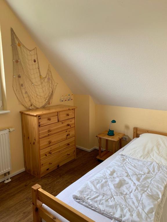 Postel nebo postele na pokoji v ubytování Ferienhaus Ankerplatz