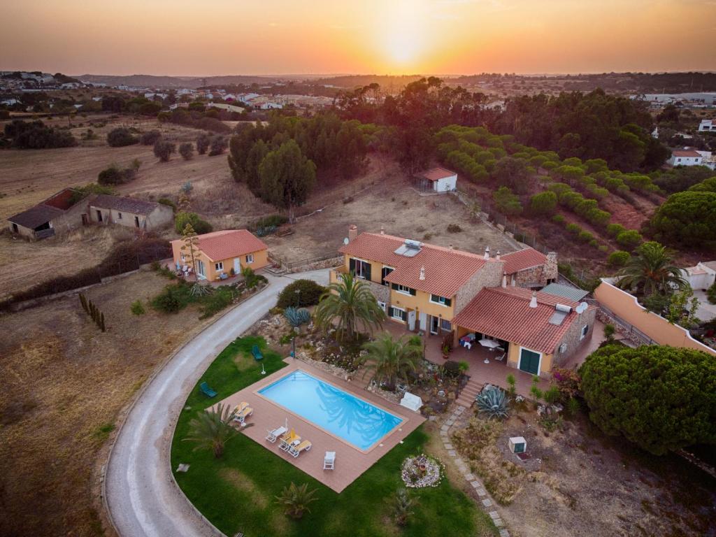 an aerial view of a house with a swimming pool at Villa Lucy in Lagos