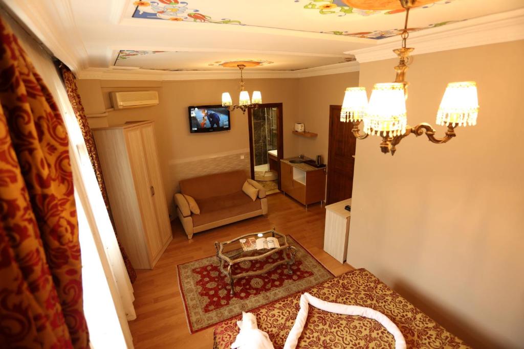 TV a/nebo společenská místnost v ubytování Tashkonak Studio Suites