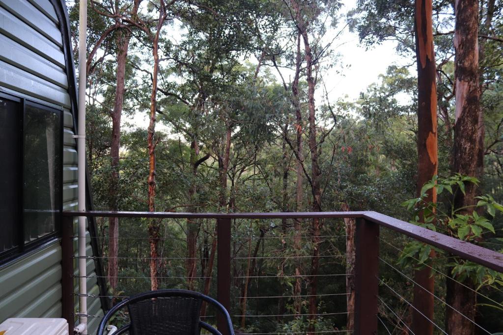 Balkón nebo terasa v ubytování GREEN TREES CHALET Australia Zoo close by