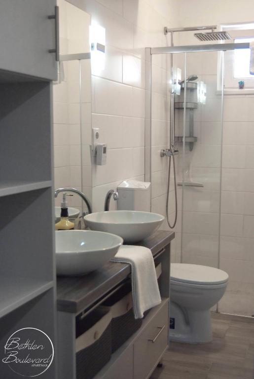 Kúpeľňa v ubytovaní Bethlen Boulevard Apartman