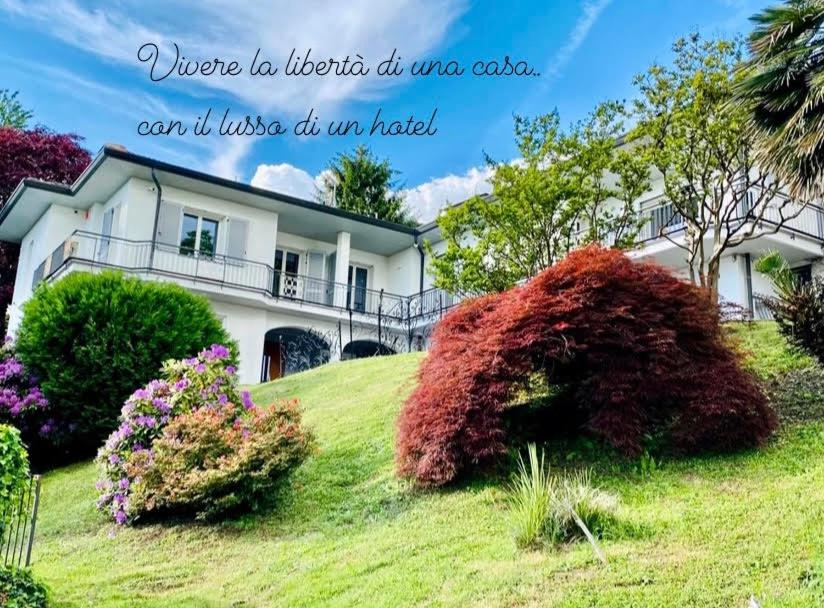 a house on a grassy hill with bushes at i FAGGI ROSSI - RED BEECH TREES in Como