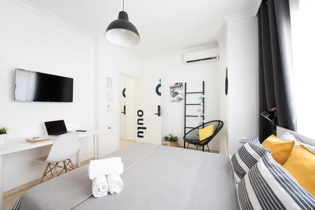 TV a/nebo společenská místnost v ubytování Nordik Rooms Urban - Trinidad "Copenhague"