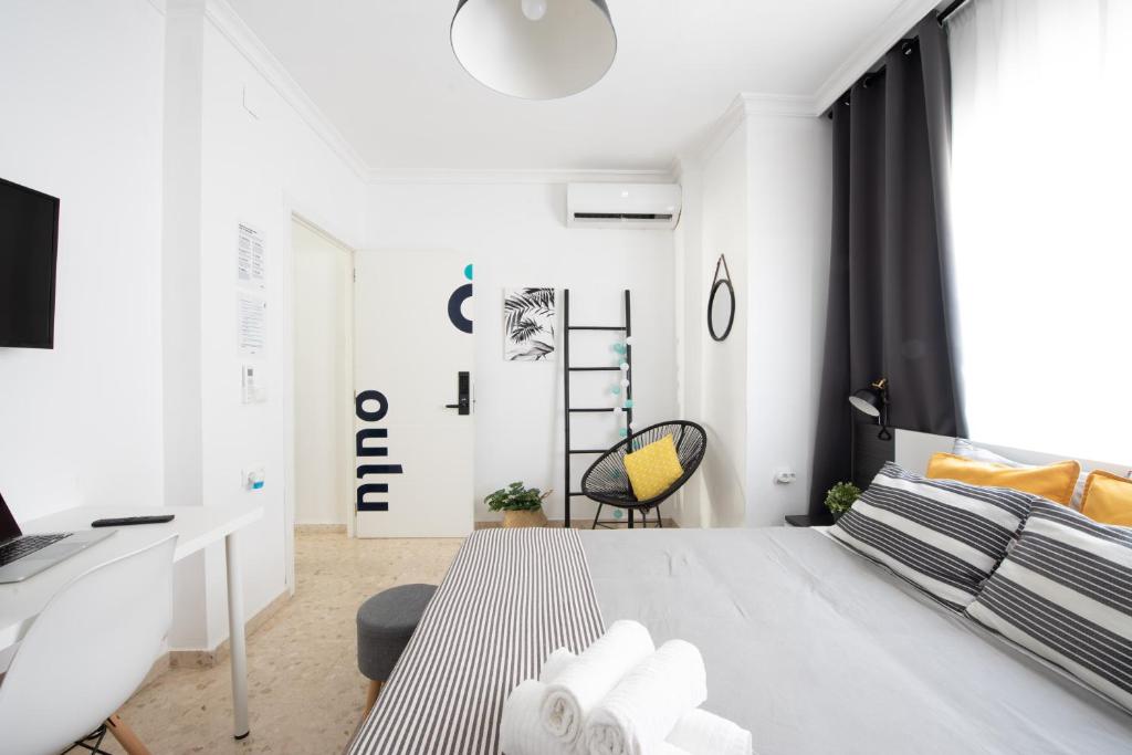 TV a/nebo společenská místnost v ubytování Nordik Rooms Urban - Trinidad "Copenhague"