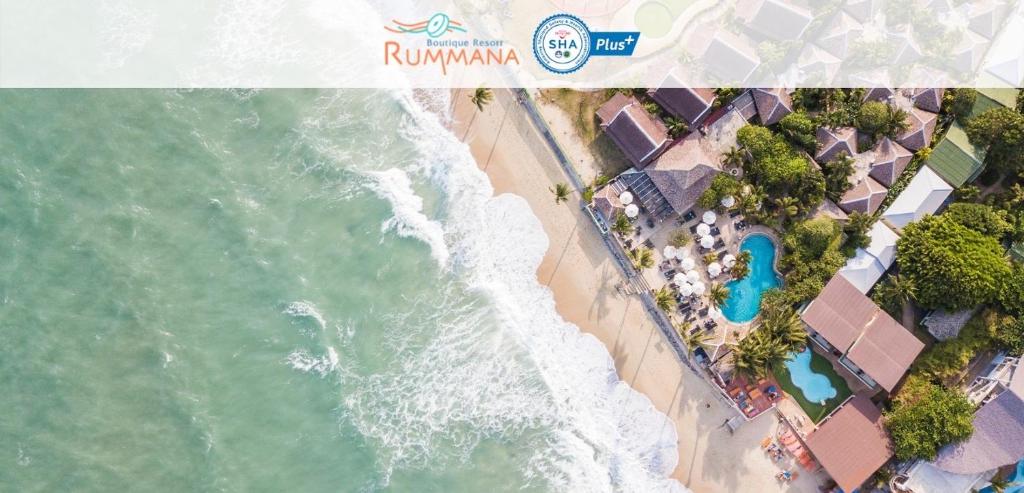 an overhead view of the beach and the ocean at Rummana Boutique Resort - SHA Plus in Lamai