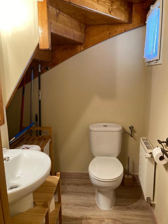 a bathroom with a toilet and a sink at Casita Planes Surroca in Bourg-Madame
