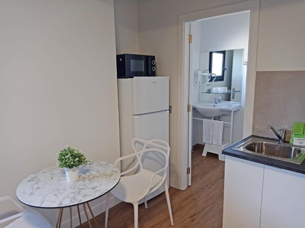 Kuchyň nebo kuchyňský kout v ubytování Apartamentos Santander Maliaño Suites 3000