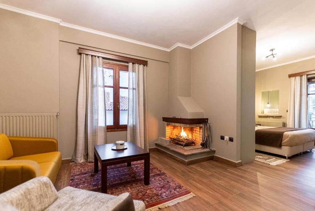 Posezení v ubytování Ef Zin Hotel Arachova