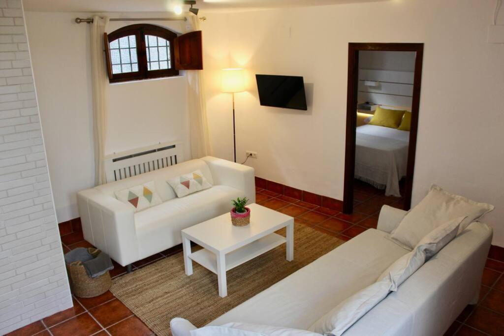 a living room with a couch and a table and a bed at RIBERA SUITE CÓRDOBA in Córdoba