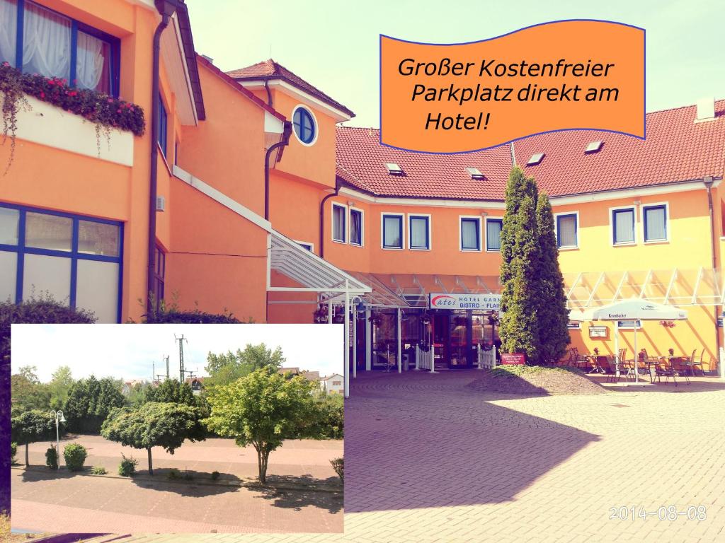 un collage de dos fotos de un edificio en ates Hotel Lampertheim, en Lampertheim