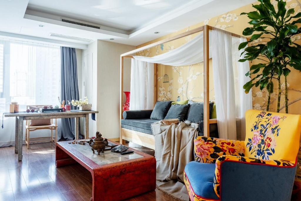 Posezení v ubytování Tianjin G'apartment - Five Great Avenues