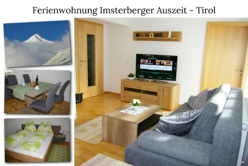 uma colagem de quatro fotografias de uma sala de estar em Imsterberger Auszeit em Imsterberg